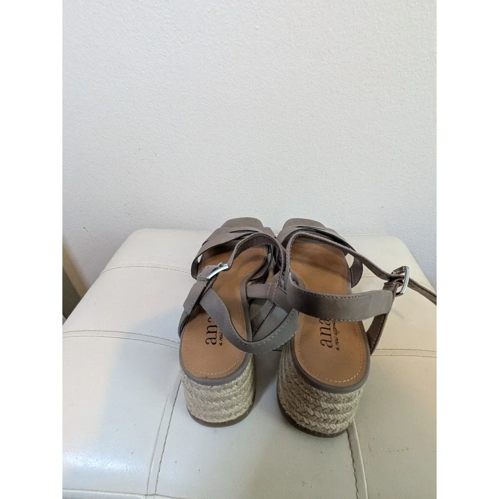 a.n.a‎ a new approach Taupe Faux Suede Espadrille Platform Wedge Sandals Mens 8